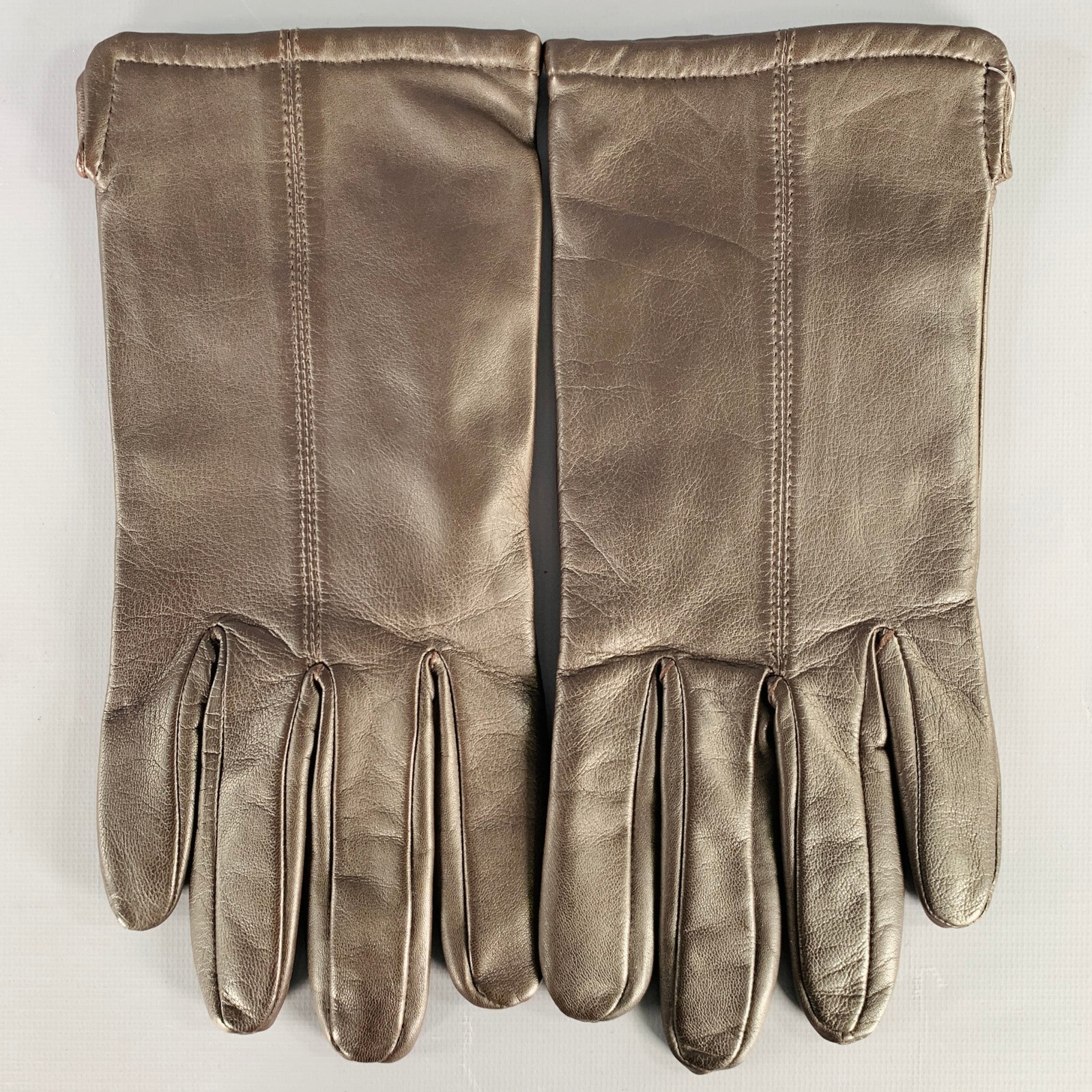 Vintage Size L Dark Brown Leather Gloves